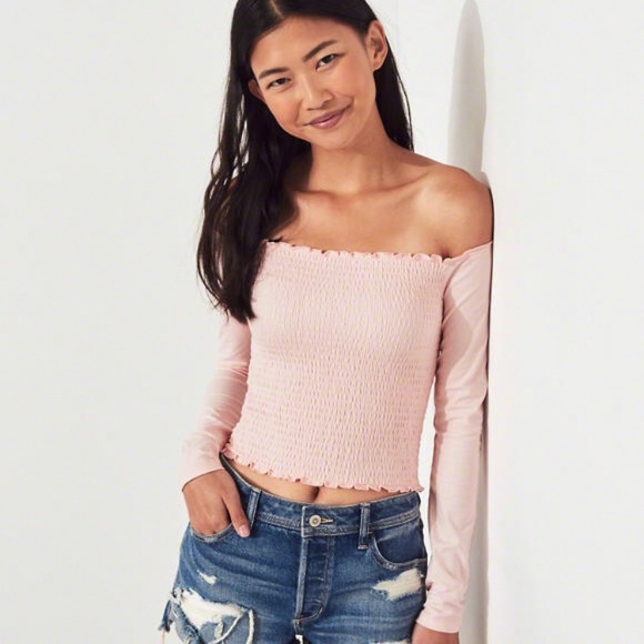 Tops | A Ruffle Off The Shoulder Pink Top From Hollister | Poshmark